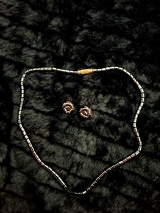 Silver Tone Necklace &amp; Earring Set