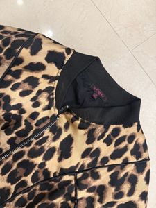 Leopard Print Bomber Jacket Size M