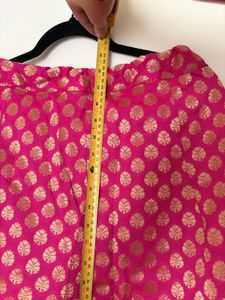 Yellow &amp; Pink Brocade Lehenga Set
