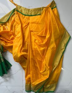 Traditional Yellow & Green Silk Dhoti Set
