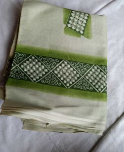 Elegant Cream & Green Saree