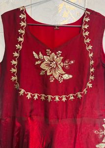 Elegant Maroon Embroidered Kurta Set