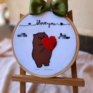 embroidery work teddy painting