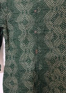 Dark Olive Green Geometric Kurti