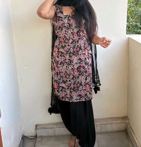 Black Floral Suit Set