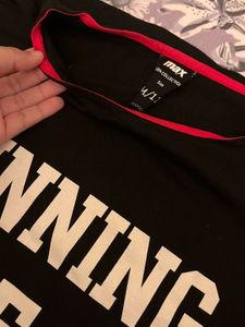 Sporty Varsity Black Shift Midi T-Shirt Dress