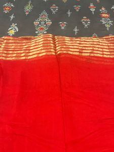 red golden saree