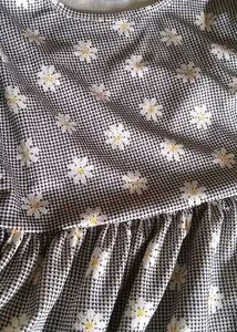Checked Daisy Flutter Sleeve Peplum Top