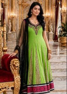 Stunning Green Anarkali Kurta Set