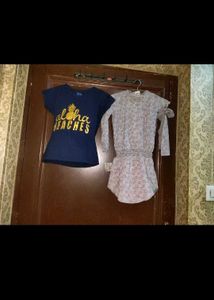 Cute Graphic Tee & Patterned Tunic Dress