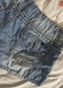 Womens Low Waisted Blue Denim Shorts