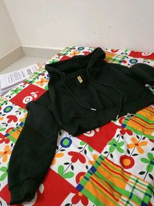 Black Cropped Hoodie