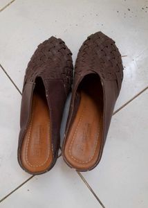 Stylish Brown Woven Mule Flats