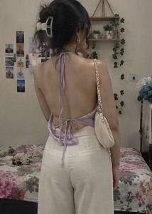Satin Cowl Neck Halter Top