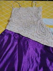 Elegant Beaded Top &amp; Purple Skirt Set