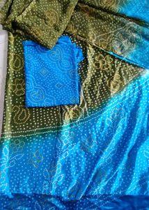 Blue and green lehenga choli material