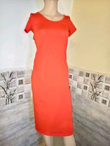 Vibrant Red T-Shirt Midi Dress