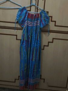 Boho Blue Bandana Print Maxi Dress