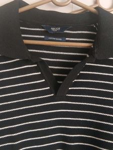 Striped Collared Knit Top