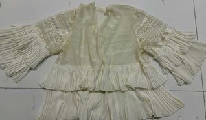 White Lace Ruffle Top