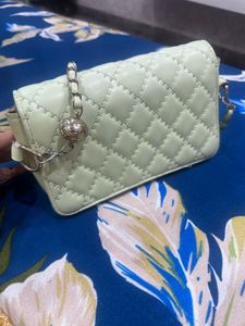 Quilted Pastel Green Crossbody Bag