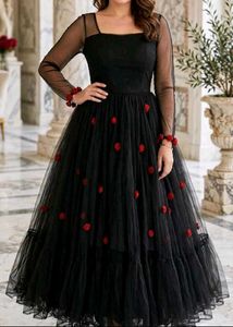 Elegant Black Floral Gown