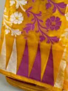 Yellow Saree with Floral Motif