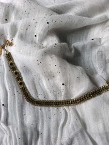 Elegant Gold Chain with Green Stones