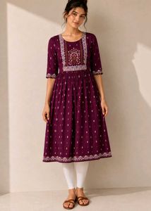 Purple Anarkali Style Alia Cut Kurti