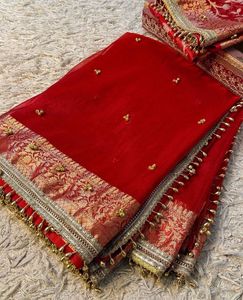 Most Viral ghungaroo Red Banarasi Silk Saree