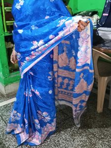 Vibrant Blue Floral Saree