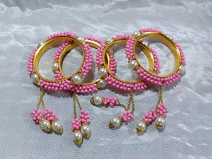Pink Bangles With Latkan