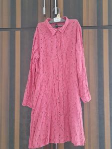 Unique Pink Flamingo Print Shirt Dress
