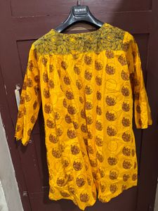 Vibrant Yellow Printed Kurta