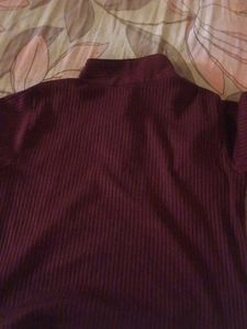 Burgundy Ribbed Knit Top