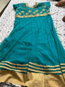 Teal & Gold Embroidered Anarkali