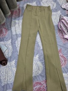h&amp;m Olive Green Textured bodycon Pants