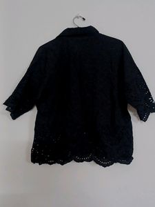 Chiffon Black Short Sleeve Shirt