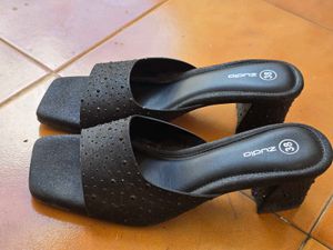 Stylish Black Embellished Slides
