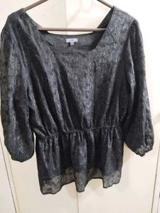 Sparkly Black Sheer Top