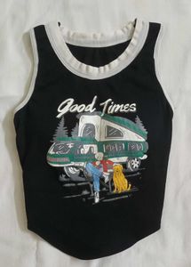black "good times" graphic tank top