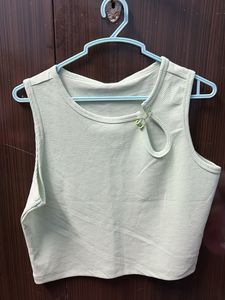 Cute Light Green Cut-out Tank Top