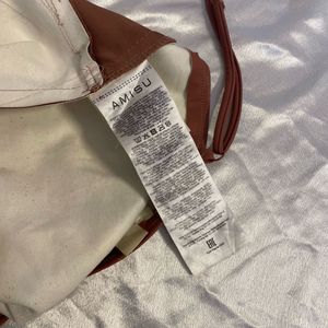Brown PU Crop Top