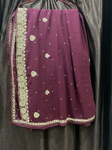 Elegant Purple Embroidered Saree