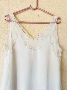 White Lace Trim Camisole Top