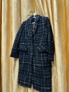 Elegant Navy Tweed Overcoat🖤🦋