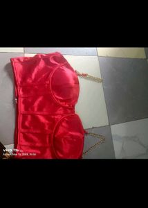 Red Satin Corset Top