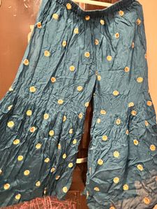 Beautiful Teal Embroidered Kurta and Sharara set