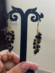 Black Crystal Beads Necklace And Earring