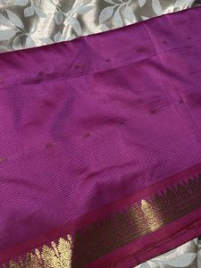 trendy Purple Saree with Gold Border